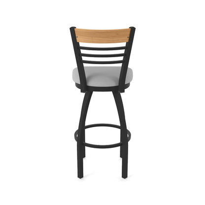 25" Swivel Counter Stool, Black Wrinkle Finish, Medium Back