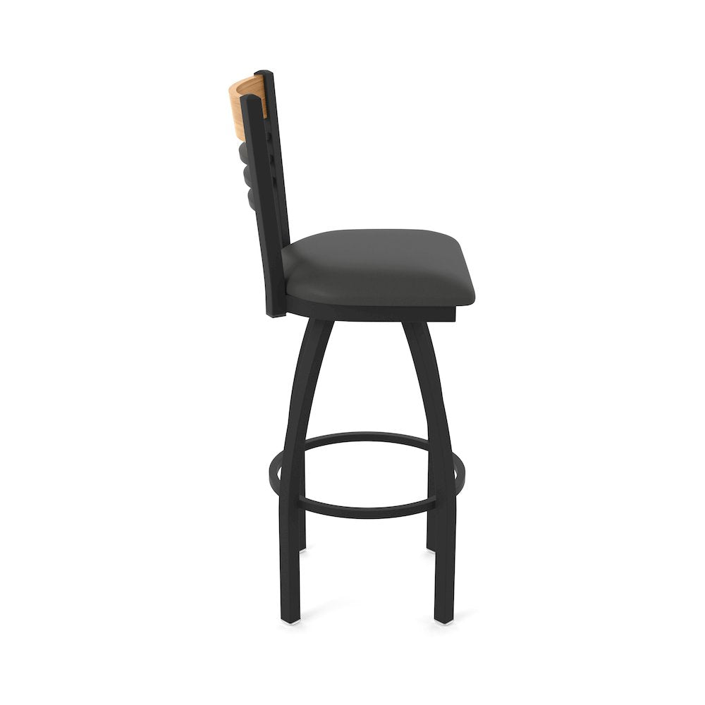 25" Swivel Counter Stool, Black Wrinkle Finish, Medium Back, Canter Iron Seat