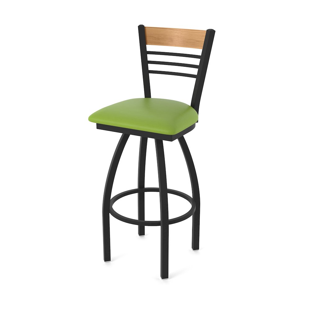 25" Swivel Counter Stool, Black Wrinkle Finish, Medium Back
