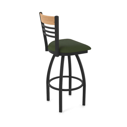 25" Swivel Counter Stool, Black Wrinkle Finish, Medium Back, Canter Pine Seat