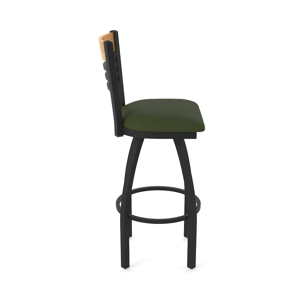 25" Swivel Counter Stool, Black Wrinkle Finish, Medium Back, Canter Pine Seat