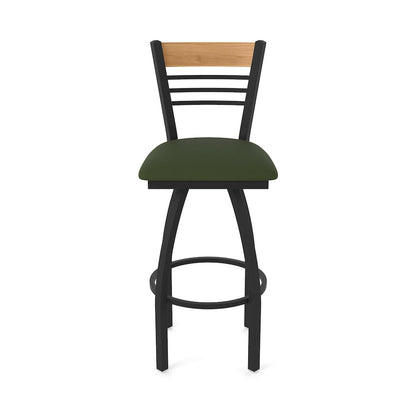 25" Swivel Counter Stool, Black Wrinkle Finish, Medium Back, Canter Pine Seat