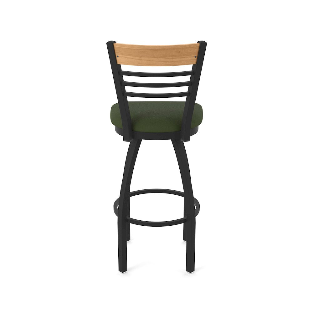 25" Swivel Counter Stool, Black Wrinkle Finish, Medium Back, Canter Pine Seat