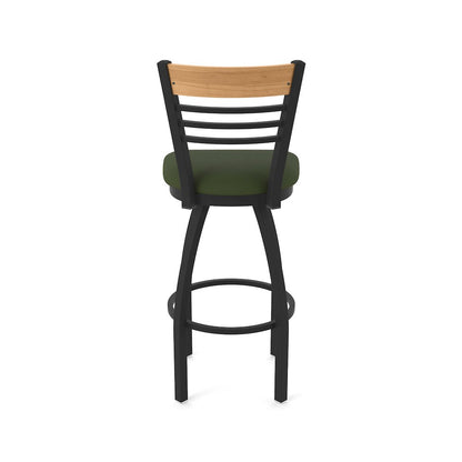 25" Swivel Counter Stool, Black Wrinkle Finish, Medium Back, Canter Pine Seat