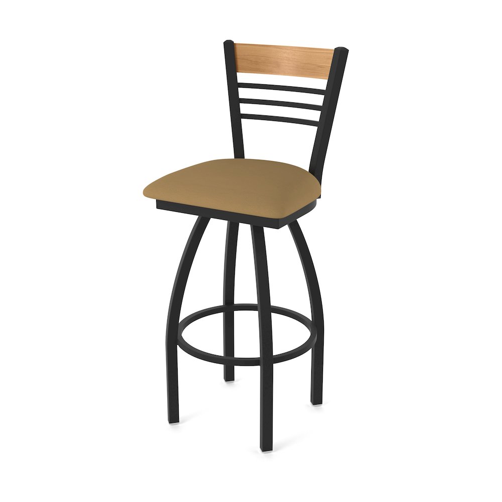 25" Swivel Counter Stool, Black Wrinkle Finish, Medium Back, Canter Saddle Seat