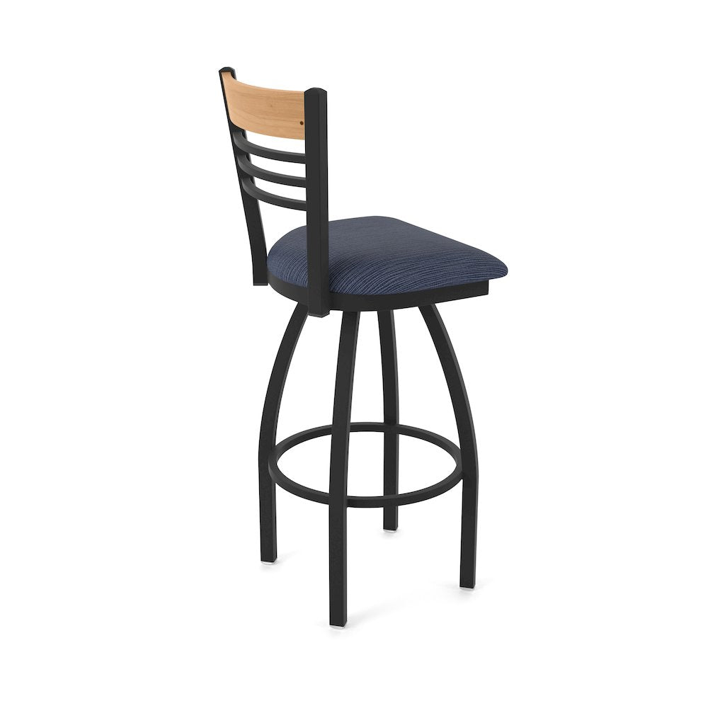 25" Swivel Counter Stool, Black Wrinkle Finish, Medium Back, Graph Anchor Seat