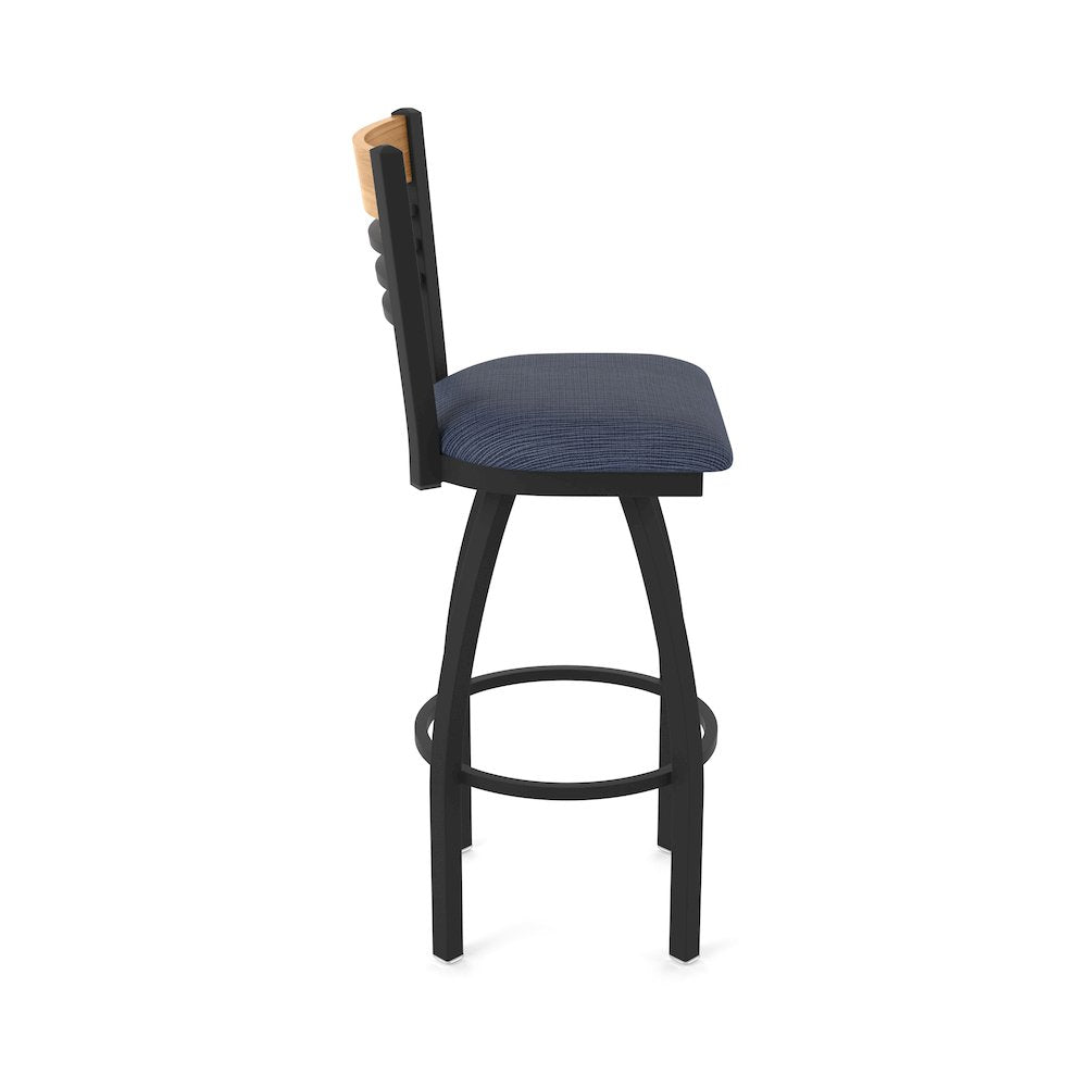 25" Swivel Counter Stool, Black Wrinkle Finish, Medium Back, Graph Anchor Seat