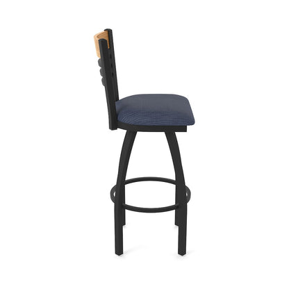 25" Swivel Counter Stool, Black Wrinkle Finish, Medium Back, Graph Anchor Seat