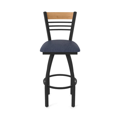 25" Swivel Counter Stool, Black Wrinkle Finish, Medium Back, Graph Anchor Seat