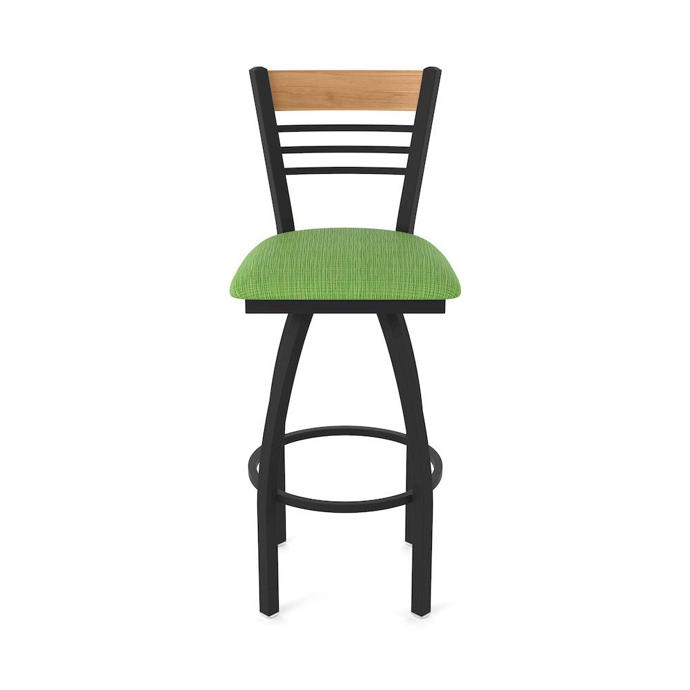 25" Swivel Counter Stool, Black Wrinkle Finish, Medium Back, Graph Parrot Seat