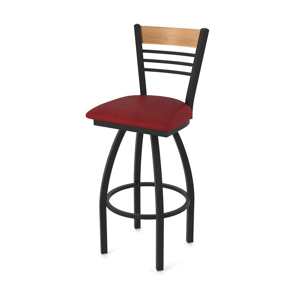 25" Swivel Counter Stool, Black Wrinkle Finish, Medium Back, Graph Ruby Seat