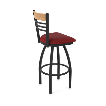 25" Swivel Counter Stool, Black Wrinkle Finish, Medium Back, Graph Ruby Seat