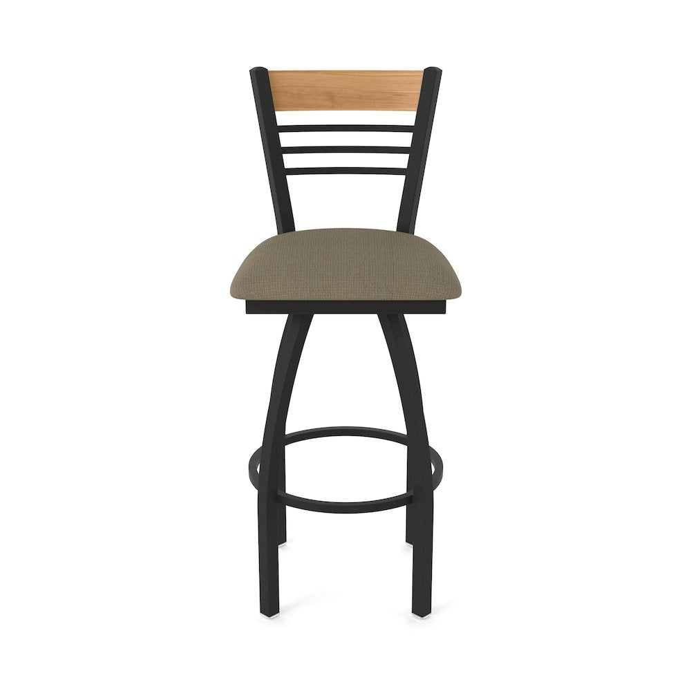 25" Swivel Counter Stool, Black Wrinkle Finish, Medium Back, Graph Cork Seat