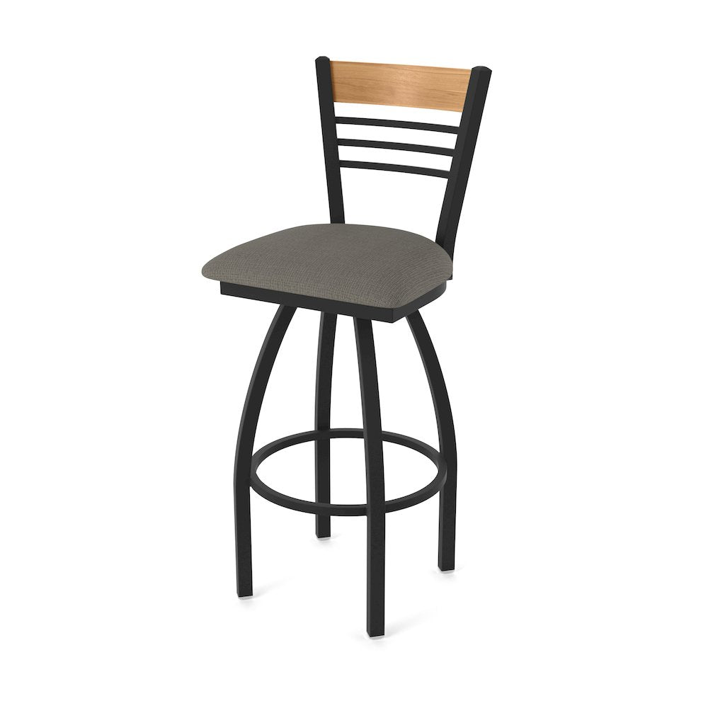 25" Swivel Counter Stool, Black Wrinkle Finish, Medium Back, Graph Chalice Seat
