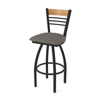 25" Swivel Counter Stool, Black Wrinkle Finish, Medium Back, Graph Chalice Seat