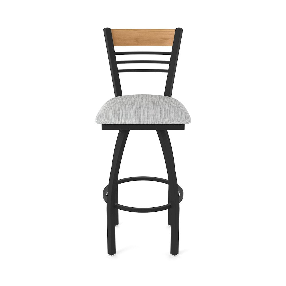 25" Swivel Counter Stool, Black Wrinkle Finish, Medium Back, Graph Alpine Seat
