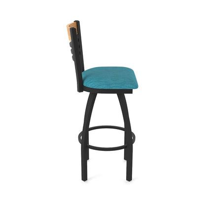 25" Swivel Counter Stool, Black Wrinkle Finish, Medium Back, Graph Tidal Seat