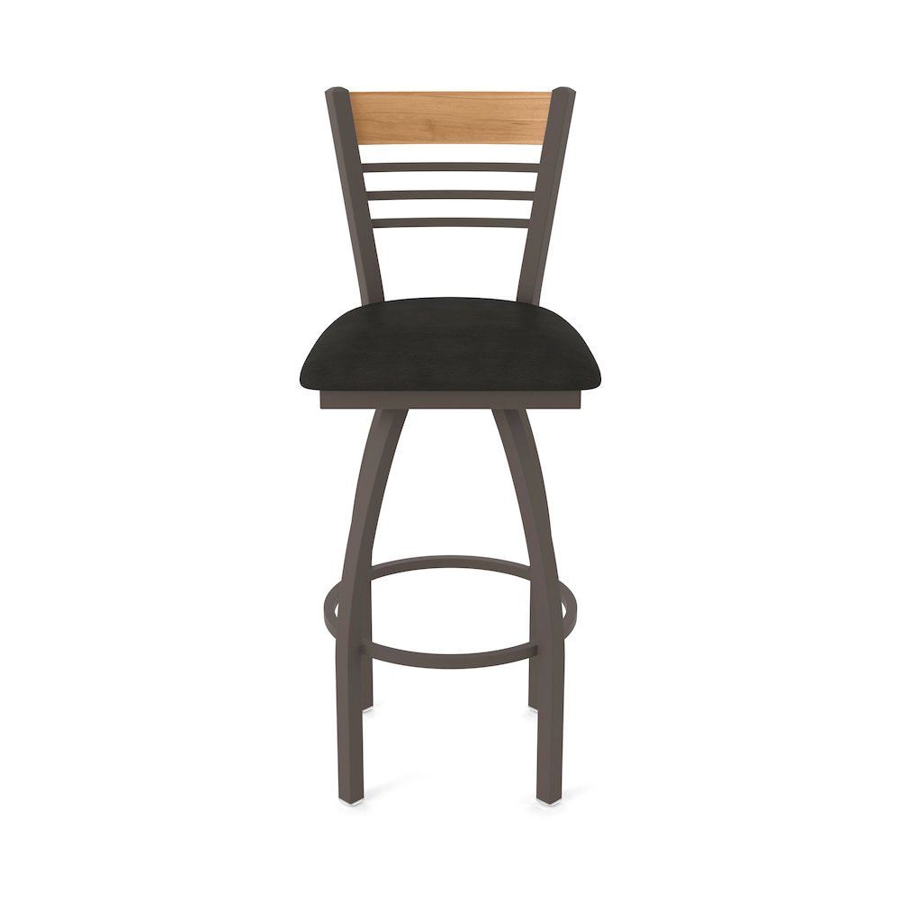 25" Swivel Counter Stool, Bronze Finish, Medium Back, Canter Espresso Seat