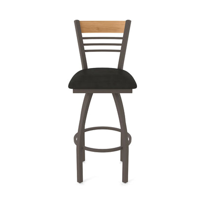 25" Swivel Counter Stool, Bronze Finish, Medium Back, Canter Espresso Seat