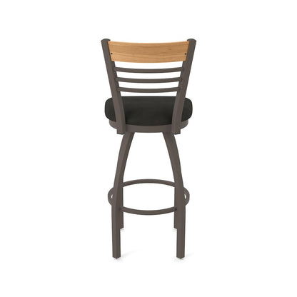25" Swivel Counter Stool, Bronze Finish, Medium Back, Canter Espresso Seat