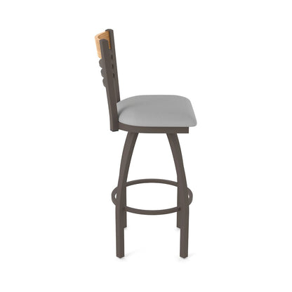 25" Swivel Counter Stool, Bronze Finish, Medium Back, Canter Folkstone Grey Seat