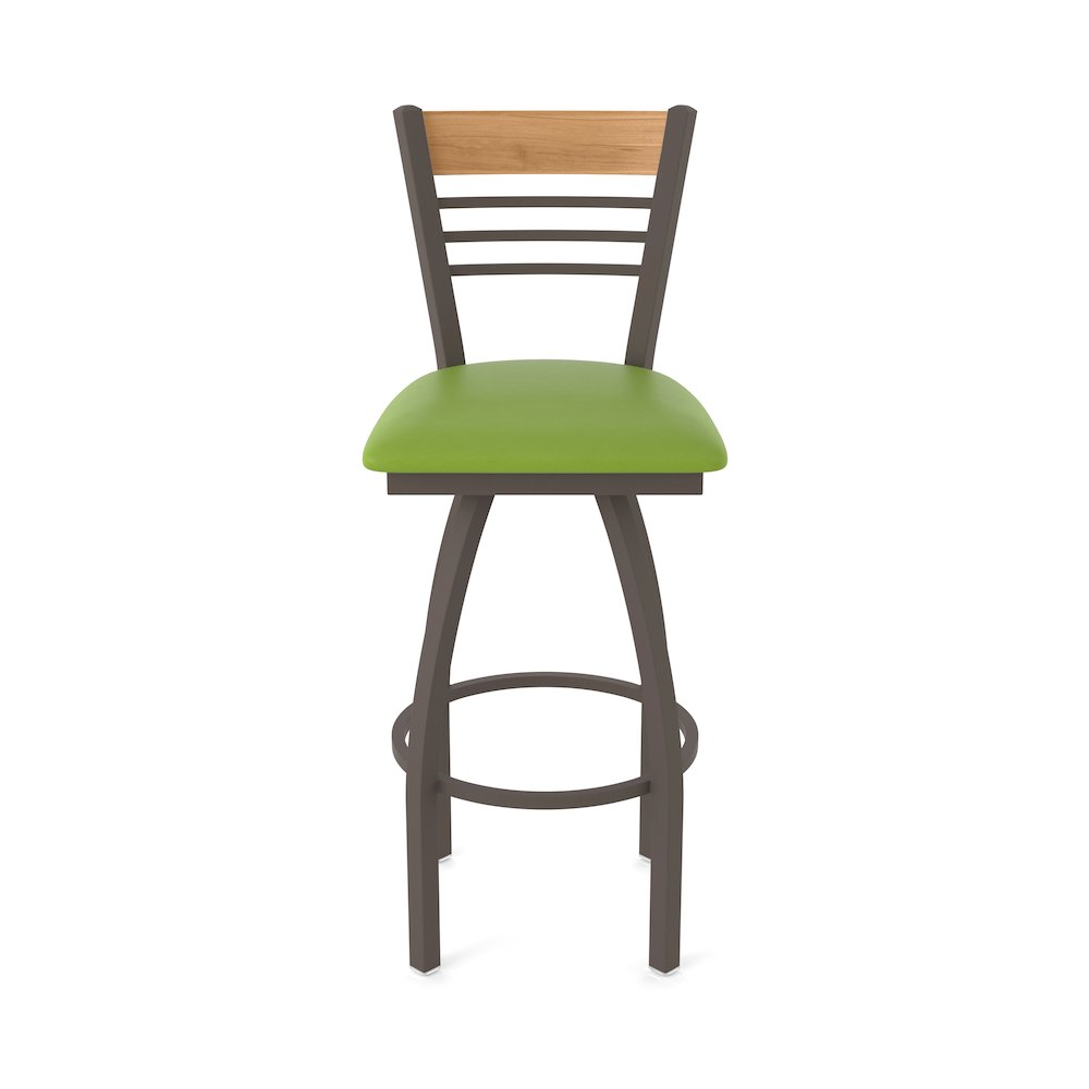 25" Swivel Counter Stool, Bronze Finish, Medium Back, Canter Kiwi Green Seat