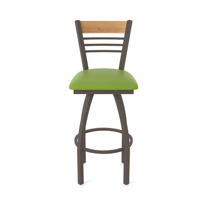 25" Swivel Counter Stool, Bronze Finish, Medium Back, Canter Kiwi Green Seat