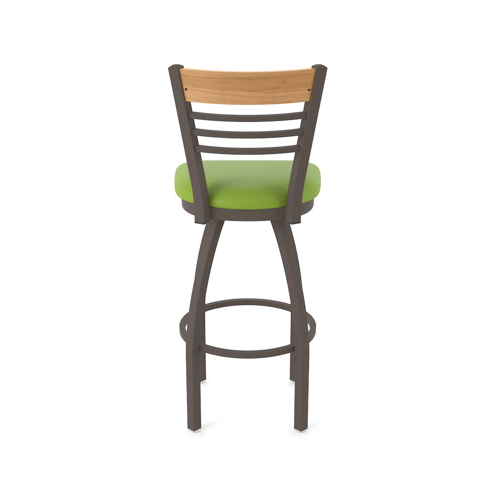25" Swivel Counter Stool, Bronze Finish, Medium Back, Canter Kiwi Green Seat