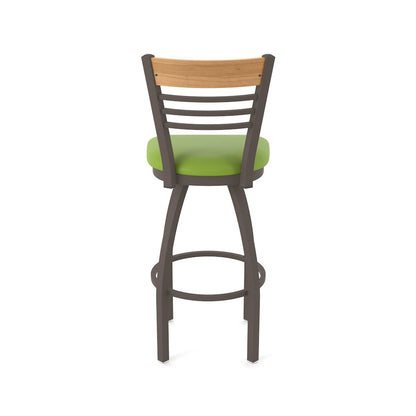25" Swivel Counter Stool, Bronze Finish, Medium Back, Canter Kiwi Green Seat