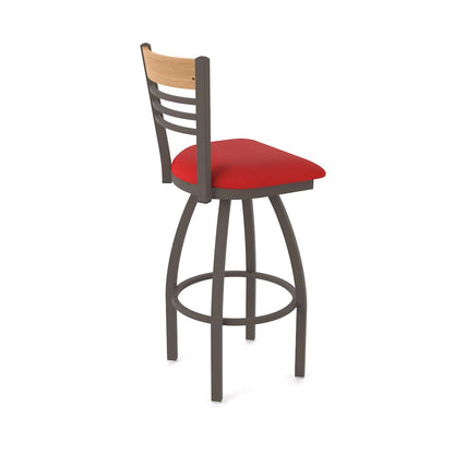 25" Swivel Counter Stool, Bronze Finish, Medium Back, Canter Red Seat