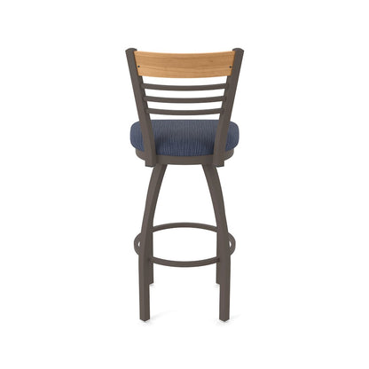 25" Swivel Counter Stool, Bronze Finish, Medium Back, Graph Anchor Seat