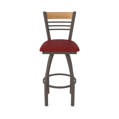 25" Swivel Counter Stool, Bronze Finish, Medium Back, Graph Ruby Seat