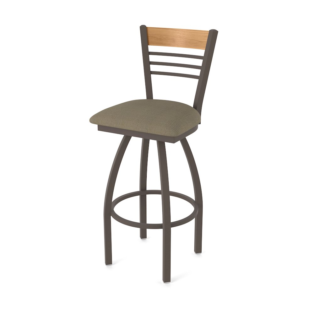 25" Swivel Counter Stool, Bronze Finish, Medium Back, Graph Cork Seat