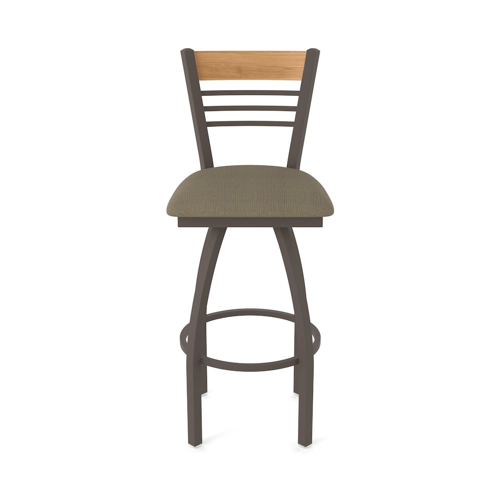 25" Swivel Counter Stool, Bronze Finish, Medium Back, Graph Cork Seat