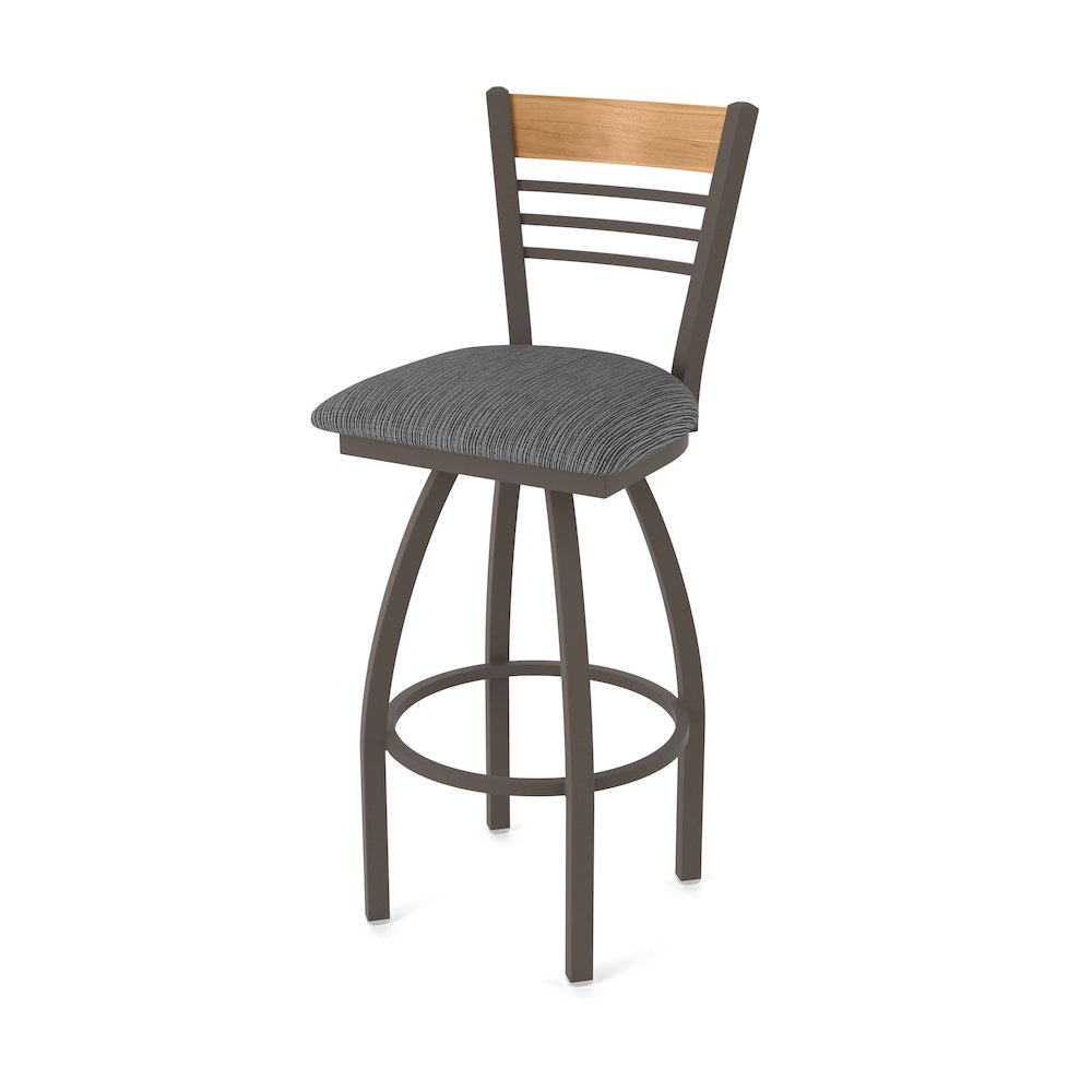 25" Swivel Counter Stool, Bronze Finish, Medium Back, Graph Coal Seat
