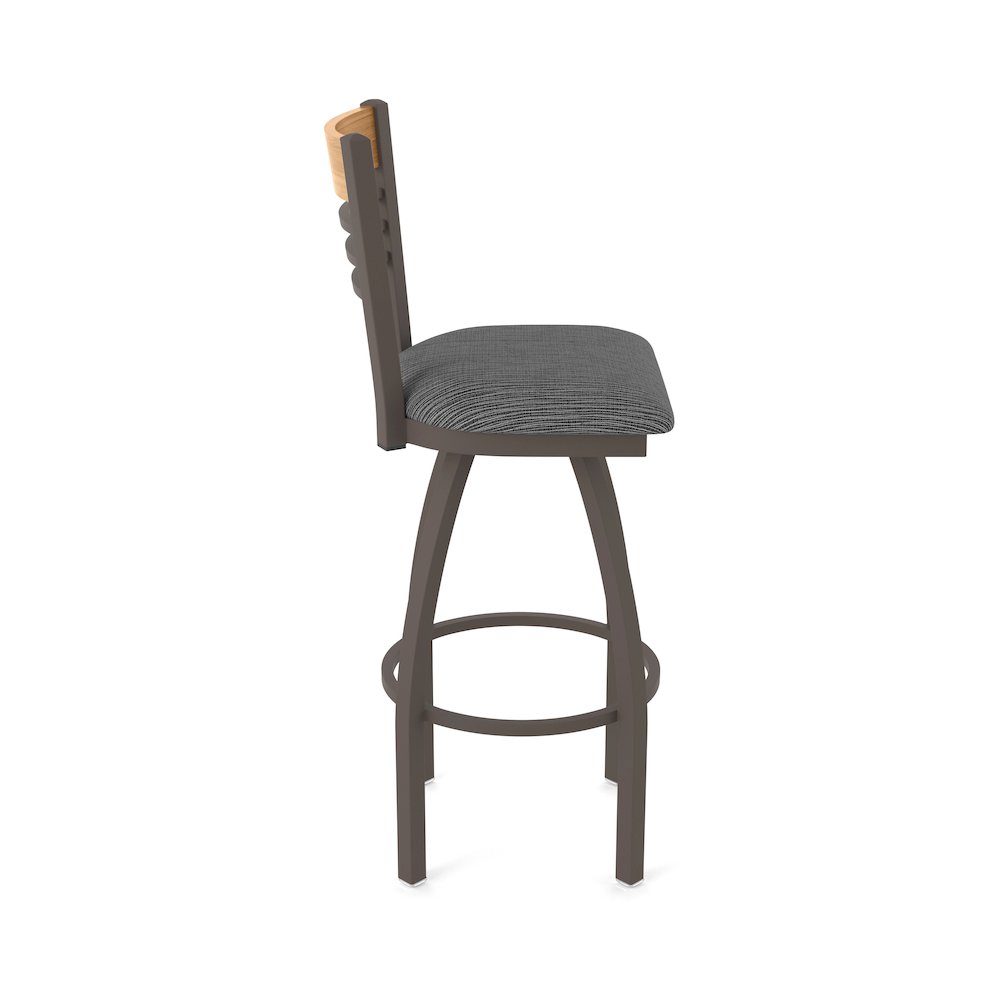 25" Swivel Counter Stool, Bronze Finish, Medium Back, Graph Coal Seat