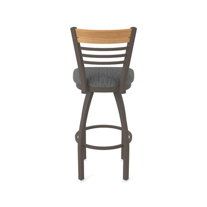 25" Swivel Counter Stool, Bronze Finish, Medium Back, Graph Coal Seat