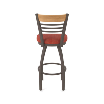 25" Swivel Counter Stool, Bronze Finish, Medium Back, Graph Poppy Seat