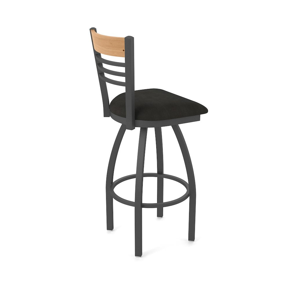 25" Swivel Counter Stool, Pewter Finish, Medium Back, Canter Espresso Seat