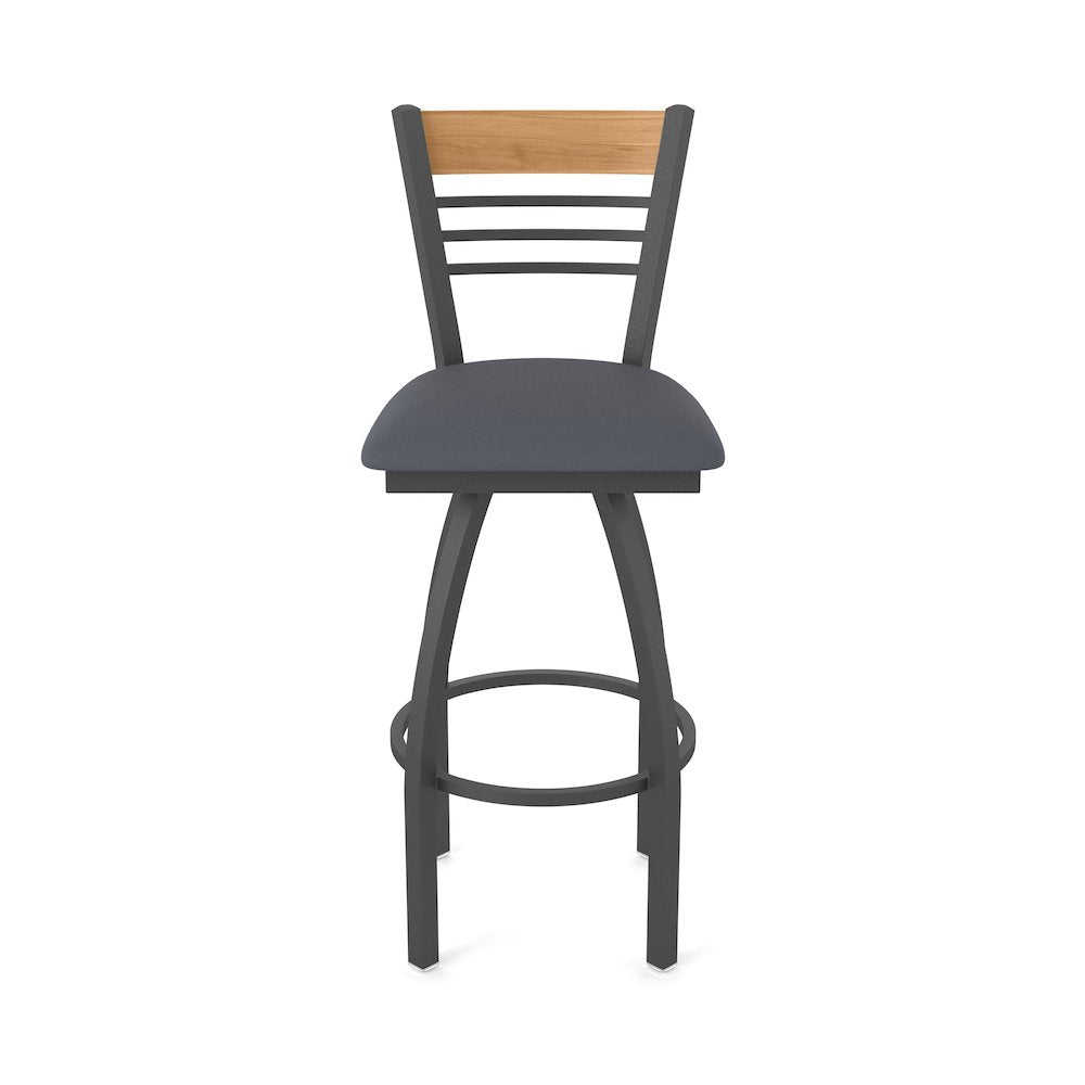 25" Swivel Counter Stool, Pewter Finish, Medium Back, Canter Storm Seat