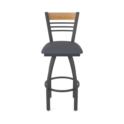 25" Swivel Counter Stool, Pewter Finish, Medium Back, Canter Storm Seat