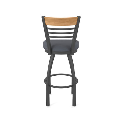 25" Swivel Counter Stool, Pewter Finish, Medium Back, Canter Storm Seat