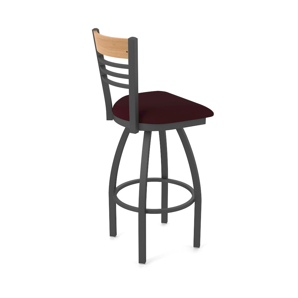 25" Swivel Counter Stool, Pewter Finish, Medium Back, Canter Bordeaux Seat