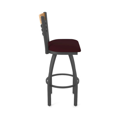 25" Swivel Counter Stool, Pewter Finish, Medium Back, Canter Bordeaux Seat