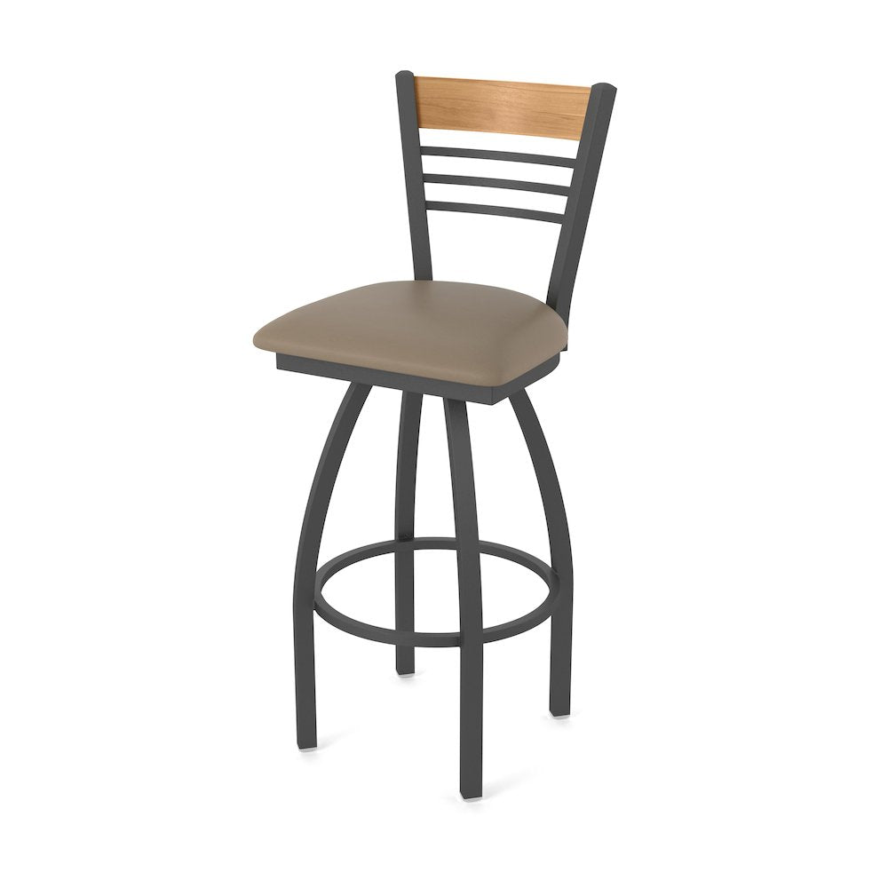 25" Swivel Counter Stool, Pewter Finish, Medium Back, Canter Earth Seat