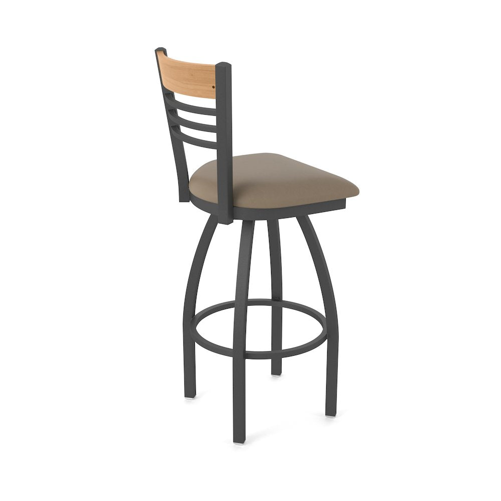 25" Swivel Counter Stool, Pewter Finish, Medium Back, Canter Earth Seat