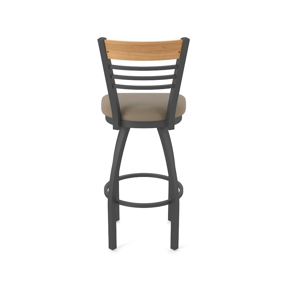 25" Swivel Counter Stool, Pewter Finish, Medium Back, Canter Earth Seat