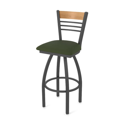 25" Swivel Counter Stool, Pewter Finish, Medium Back, Canter Pine Seat