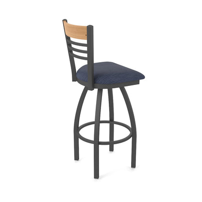 25" Swivel Counter Stool, Pewter Finish, Medium Back, Graph Anchor Seat