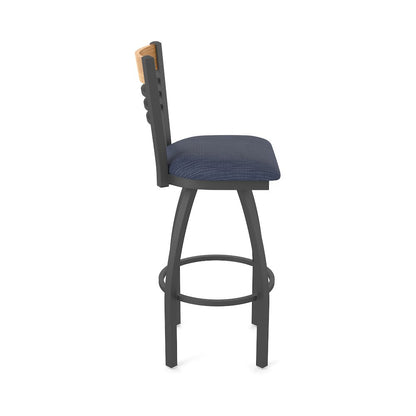 25" Swivel Counter Stool, Pewter Finish, Medium Back, Graph Anchor Seat